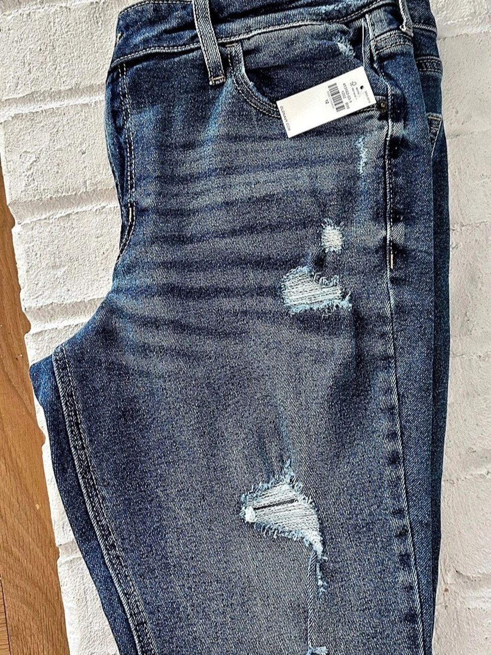 Old Navy Rockstar Super Skinny Distressed Denim Jeans in Blue Waist 12 NWT
